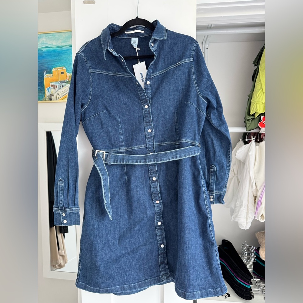 H&M Blue Denim Long Sleeve Dress, XL